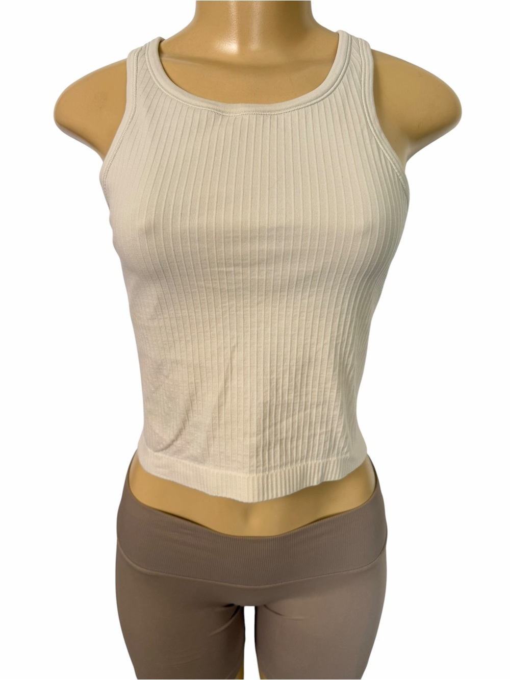 Lululemon Ebb to Street RIBBED Cropped Racerback Tank Top Size 6 - Bone / ivory